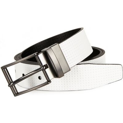 White reversible perforated belt